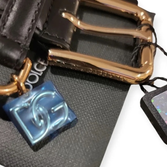 DOLCE & GABBANA Leather & Logo Charm Belt Size 75 Small NWT main image 7